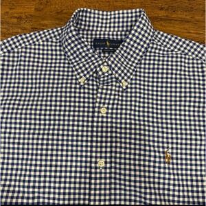 Polo‎ Ralph Lauren Blue Check Flesh Pony Logo Casual Button Down Shirt Men's XL